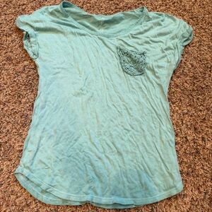 Maurices Mint Green Short Sleeve Tee with Crochet Pocket